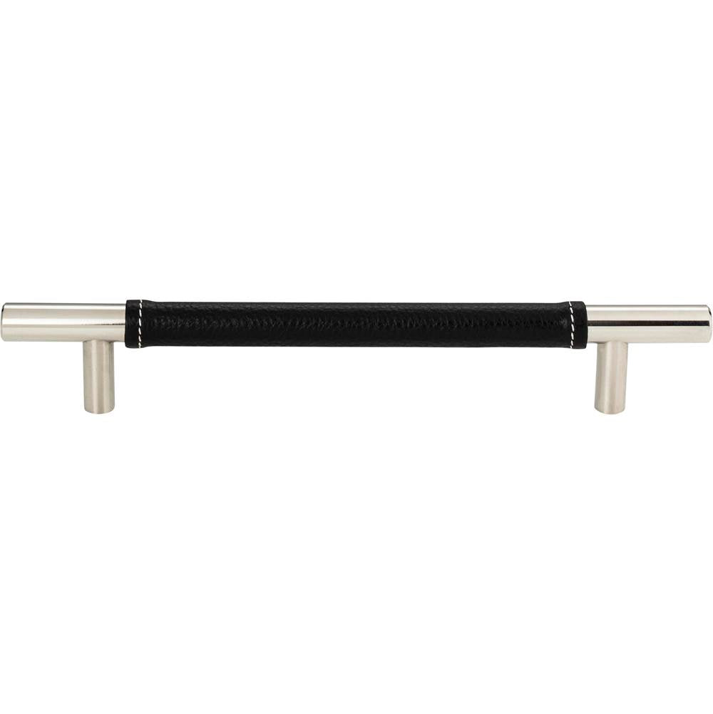 Atlas - Zanzibar Black Leather Pull 6 5/16 Inch (c-c) Polished Chrome - Polished Chrome