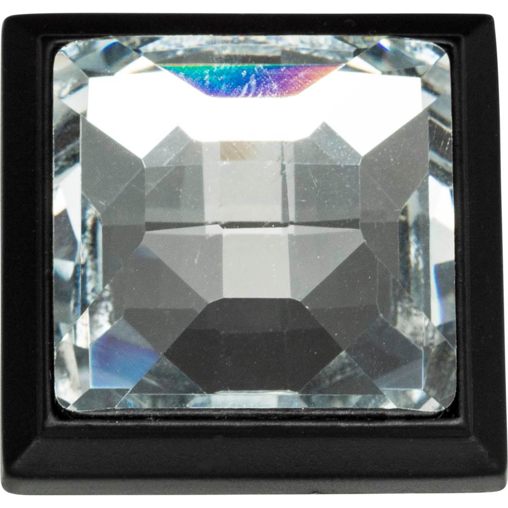 Legacy Crystal Square Knob 1 5/16 Inch Matte Black