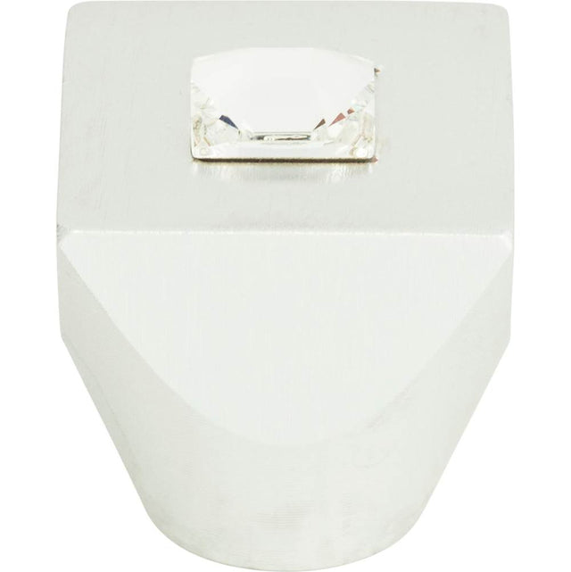 Atlas - Crystal Square Knob 1 Inch Matte Chrome - Matte Chrome