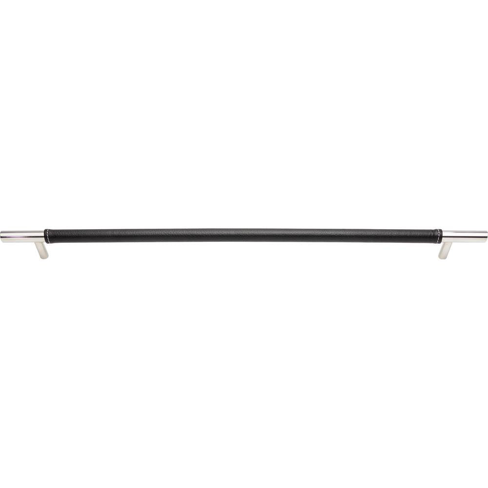 Zanzibar Black Appliance Pull 17 Inch (c-c) Leather Polished Chrome
