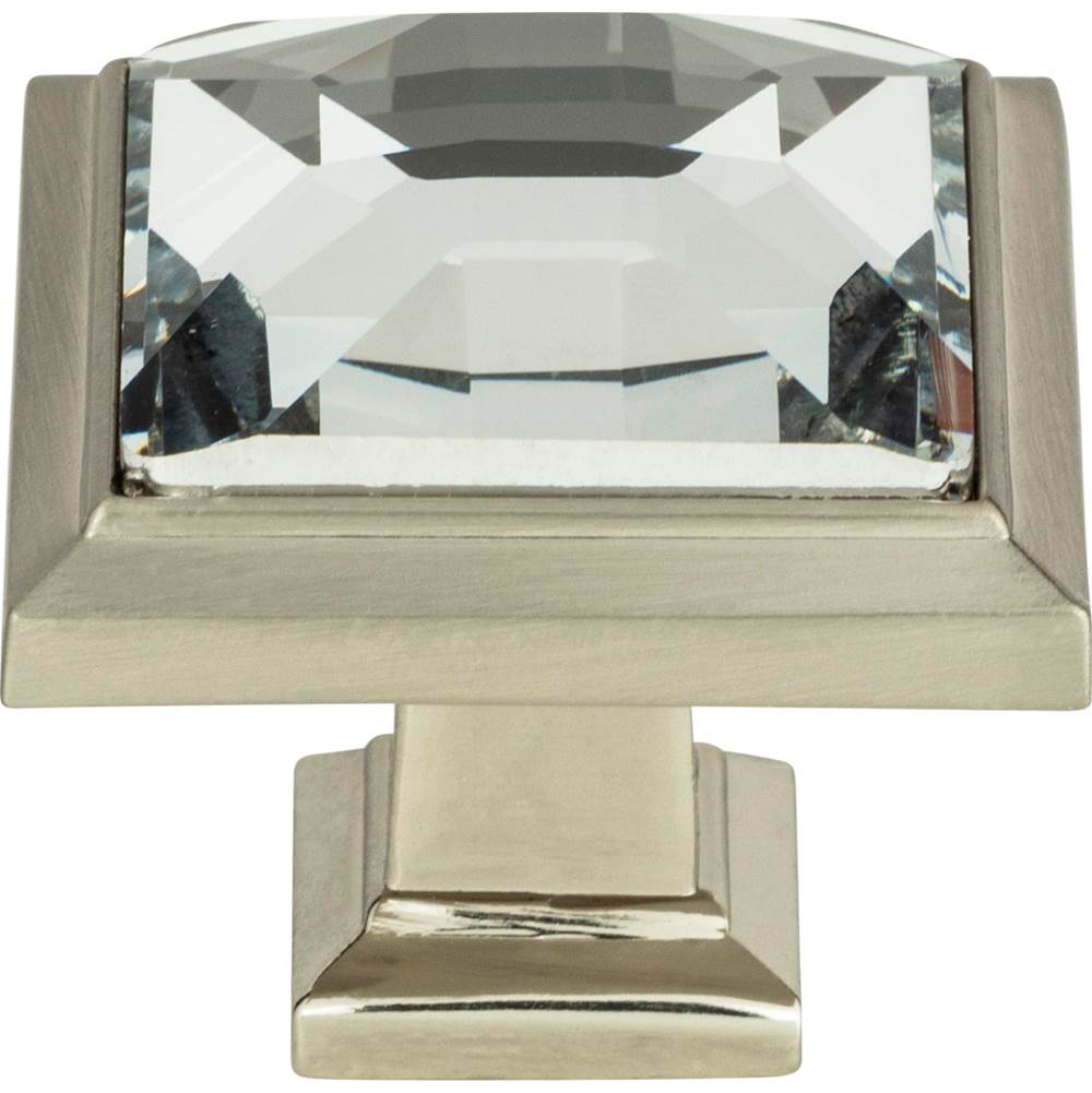 Atlas - Legacy Crystal Square Knob 1 5/16 Inch Brushed Nickel - Brushed Nickel
