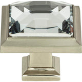Atlas - Legacy Crystal Square Knob 1 5/16 Inch Brushed Nickel - Brushed Nickel