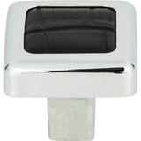 Atlas - Paradigm Square Knob 1 1/4 Inch CH and Black Croc Leather - Polished Chrome, Black Croc Leather