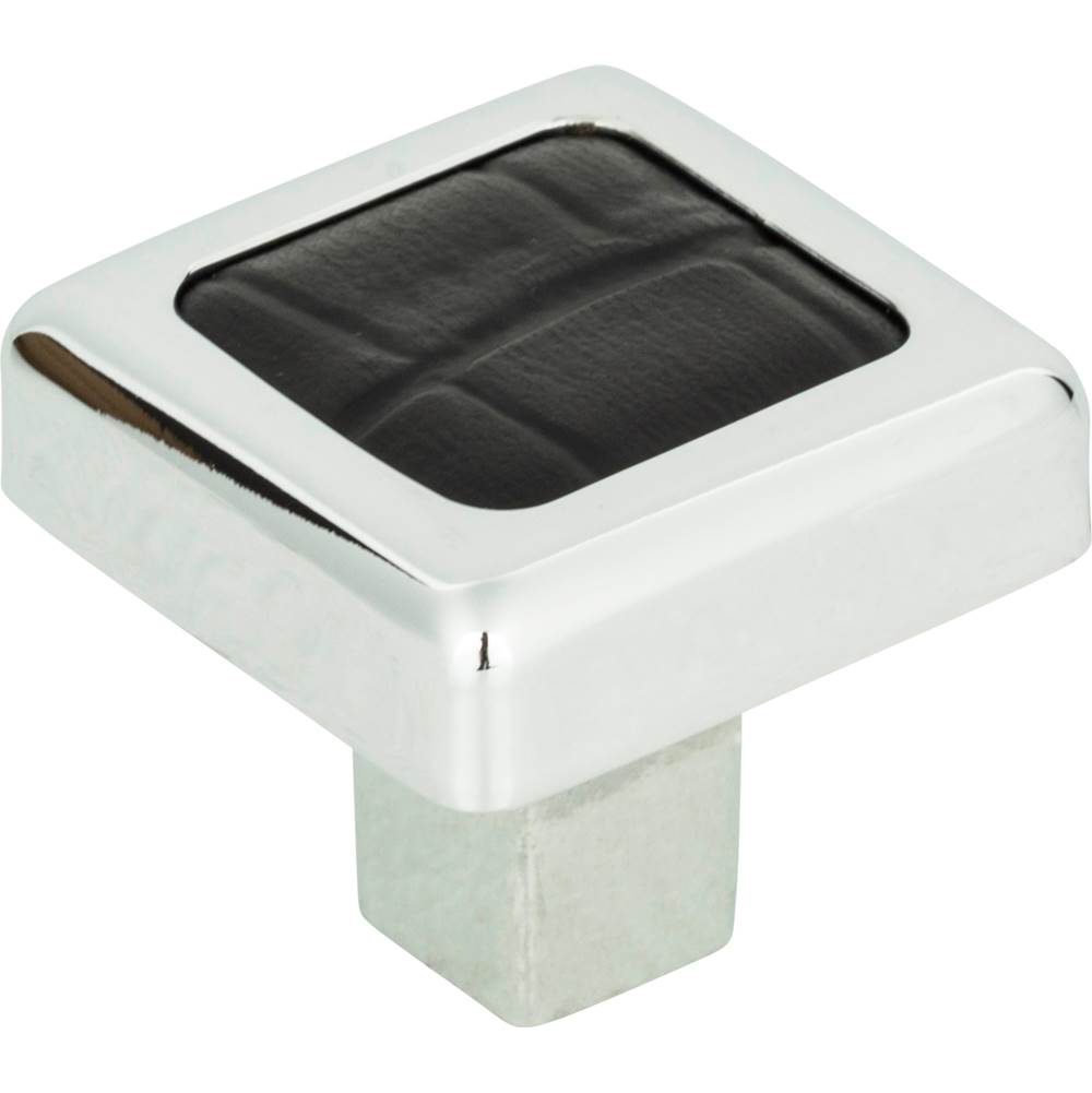 Paradigm Square Knob 1 1/4 Inch CH and Black Leather