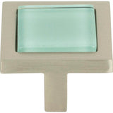 Atlas - Spa Green Square Knob 1 3/8 Inch Brushed Nickel - Brushed Nickel