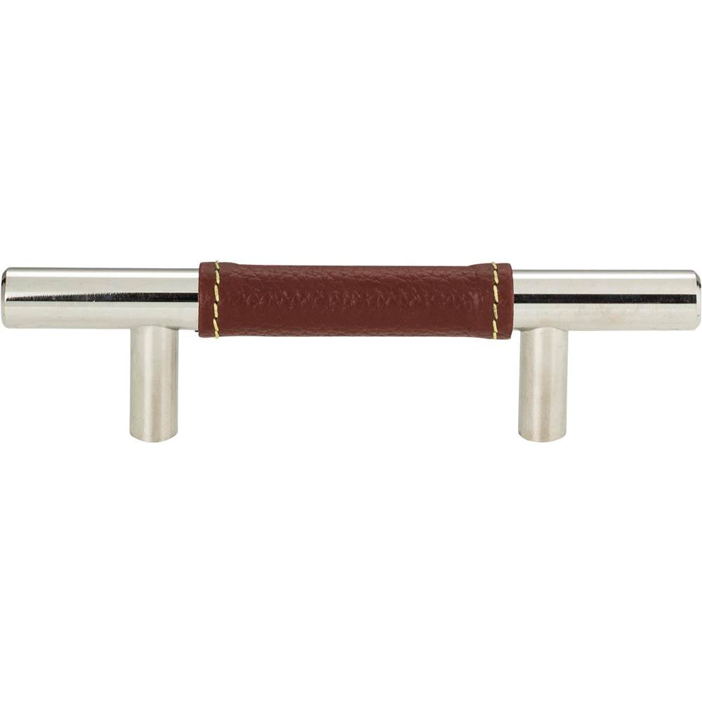 Atlas - Zanzibar Brown Leather Pull 3 Inch (c-c) Polished Chrome - Polished Chrome