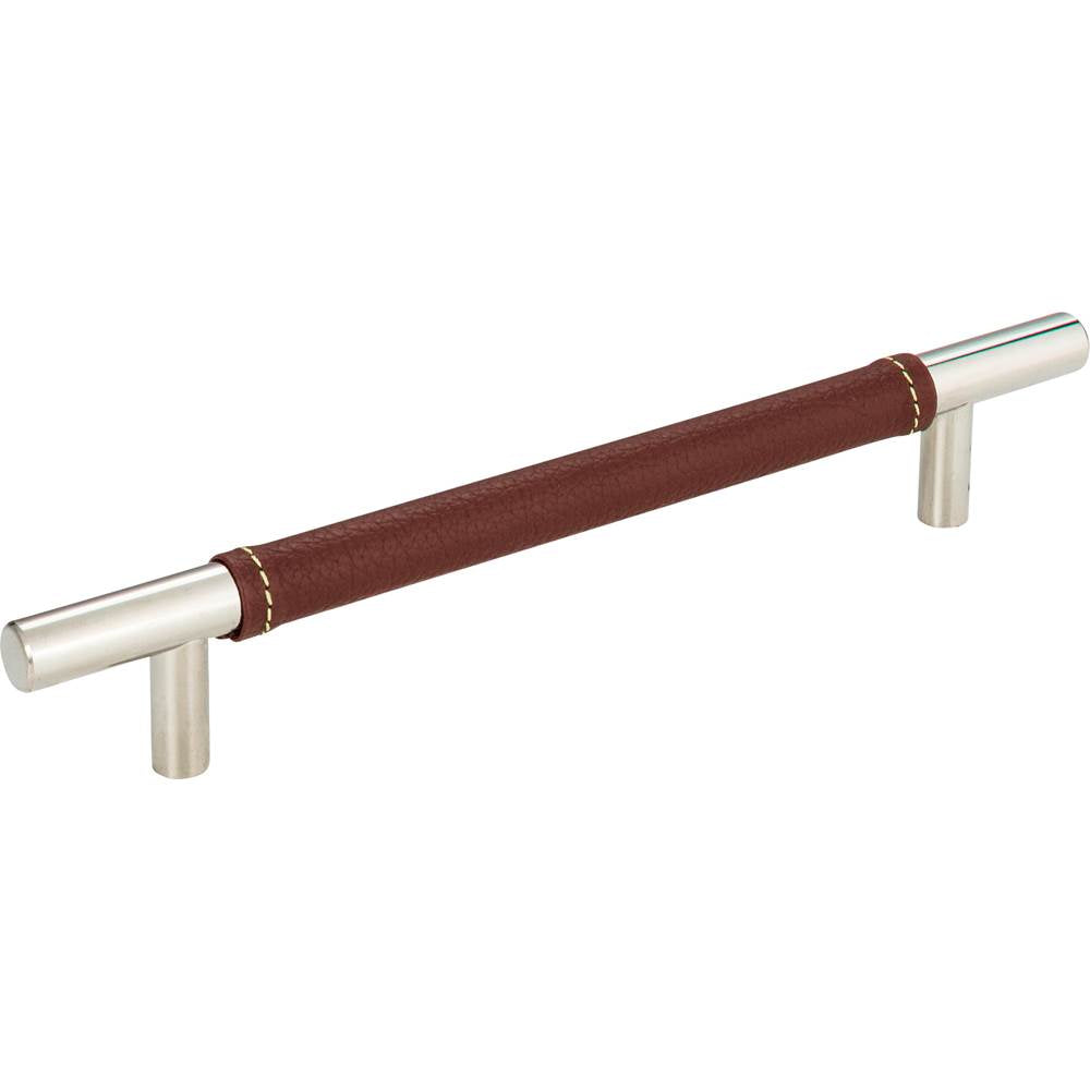 Zanzibar Brown Leather Pull 6 5/16 Inch (c-c) Polished Chrome