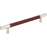 Zanzibar Brown Leather Pull 6 5/16 Inch (c-c) Polished Chrome
