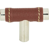 Atlas - Zanzibar Brown Leather Knob 1 7/8 Inch Polished Chrome - Polished Chrome