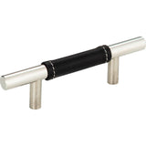 Zanzibar Black Leather Pull 3 Inch (c-c) Polished Chrome