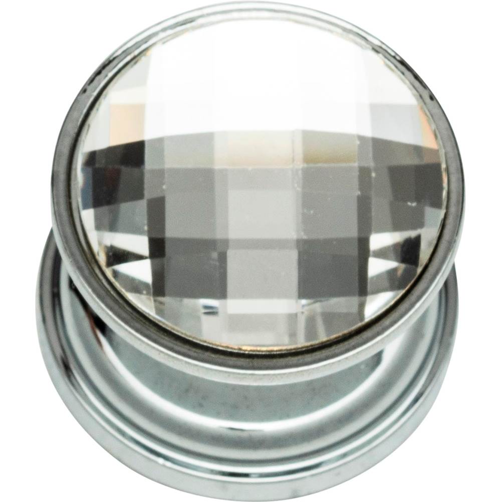 Crystal Large Round Knob 7/8 Inch Polished Chrome