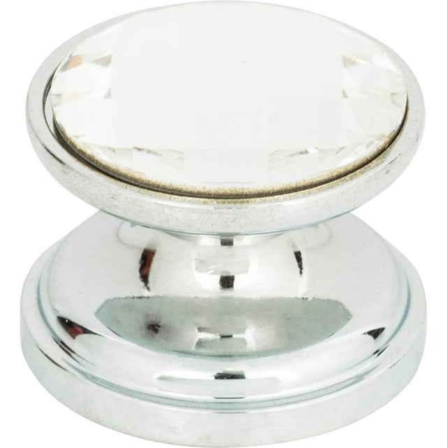 Atlas - Crystal Large Round Knob 7/8 Inch Polished Chrome - Polished Chrome