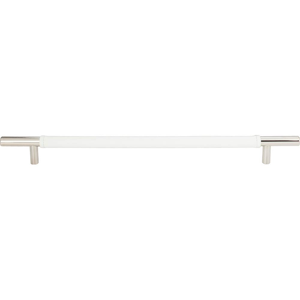 Atlas - Zanzibar White Leather Pull 11 5/16 Inch (c-c) Polished Chrome - Polished Chrome