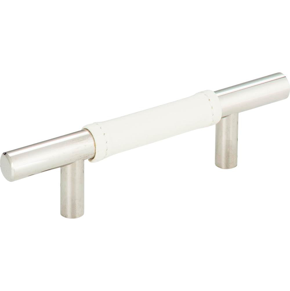 Zanzibar White Leather Pull 3 Inch (c-c) Polished Chrome