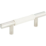 Zanzibar White Leather Pull 3 Inch (c-c) Polished Chrome
