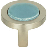 Atlas - Spa Blue Round Knob 1 1/4 Inch Brushed Nickel - Brushed Nickel