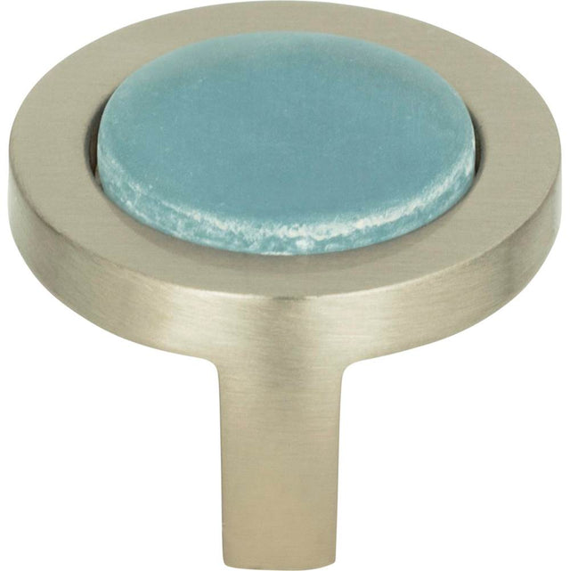 Atlas - Spa Blue Round Knob 1 1/4 Inch Brushed Nickel - Brushed Nickel