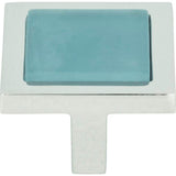 Atlas - Spa Blue Square Knob 1 3/8 Inch Polished Chrome - Polished Chrome
