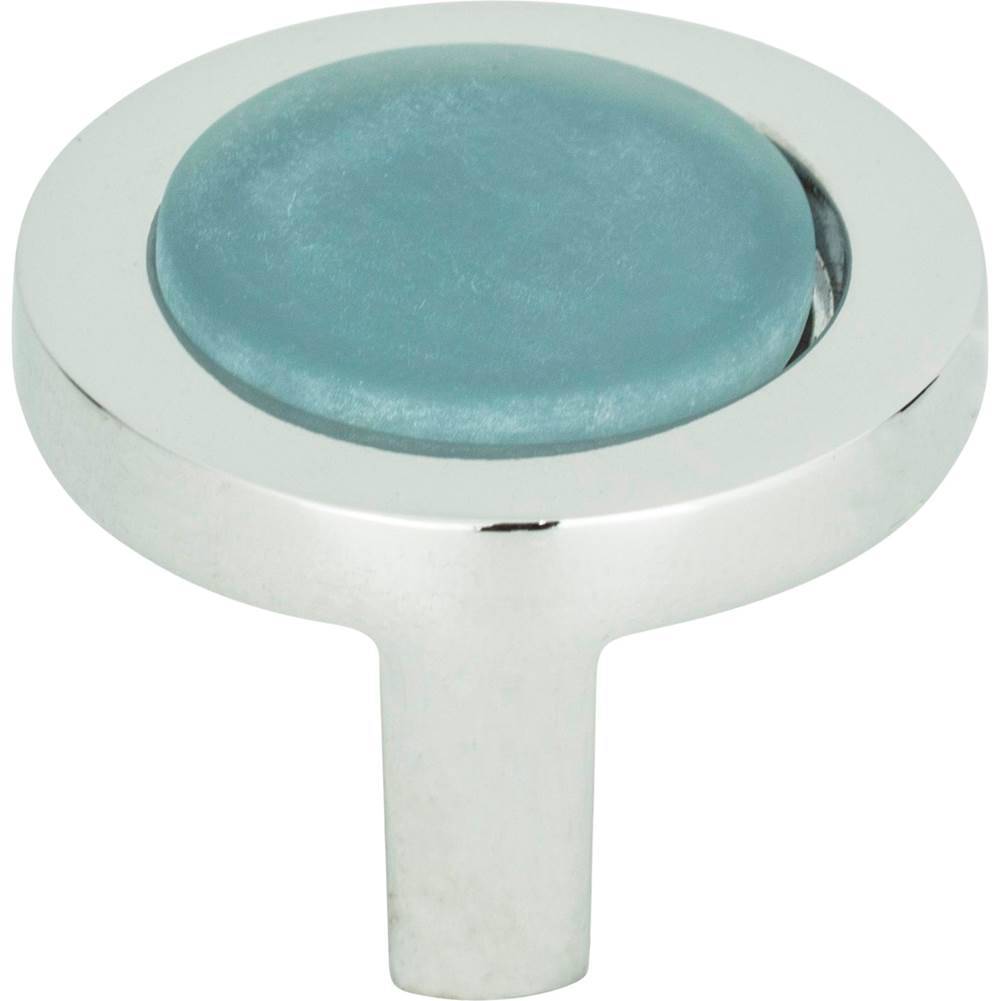 Atlas - Spa Blue Round Knob 1 1/4 Inch Polished Chrome - Polished Chrome