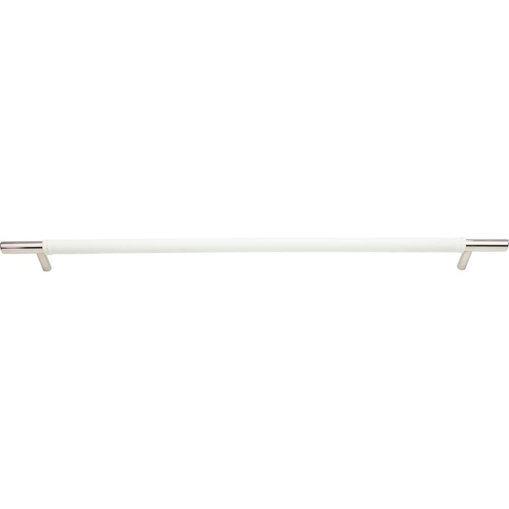 Zanzibar White Appliance Pull 17 Inch (c-c) Leather Polished Chrome