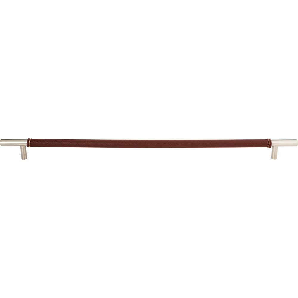 Atlas - Zanzibar Brown Appliance Pull 17 Inch (c-c) Leather Polished Chrome - Polished Chrome