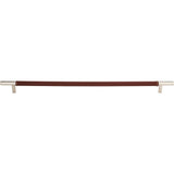 Atlas - Zanzibar Brown Appliance Pull 17 Inch (c-c) Leather Polished Chrome - Polished Chrome