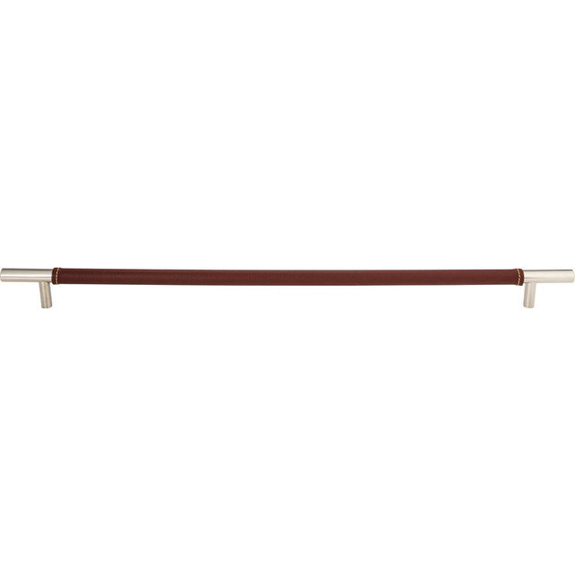 Atlas - Zanzibar Brown Appliance Pull 17 Inch (c-c) Leather Polished Chrome - Polished Chrome