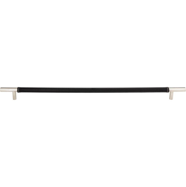 Atlas - Zanzibar Black Appliance Pull 17 Inch (c-c) Leather Polished Chrome - Polished Chrome