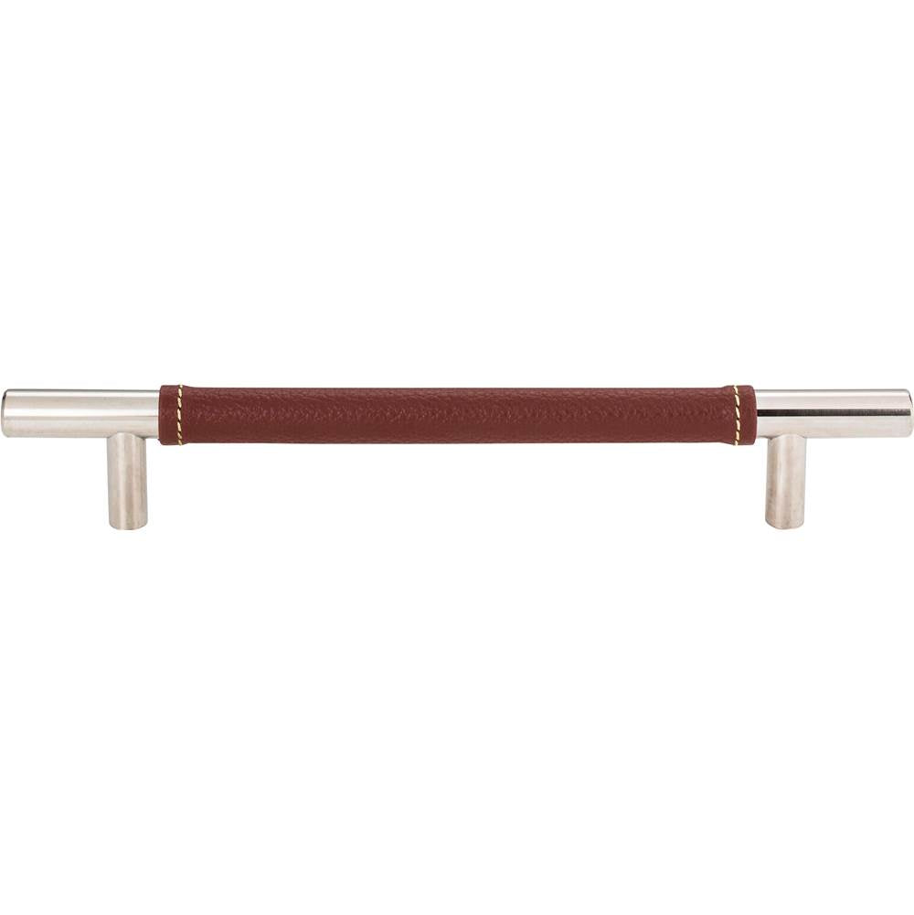 Atlas - Zanzibar Brown Leather Pull 6 5/16 Inch (c-c) Polished Chrome - Polished Chrome