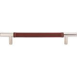 Atlas - Zanzibar Brown Leather Pull 6 5/16 Inch (c-c) Polished Chrome - Polished Chrome