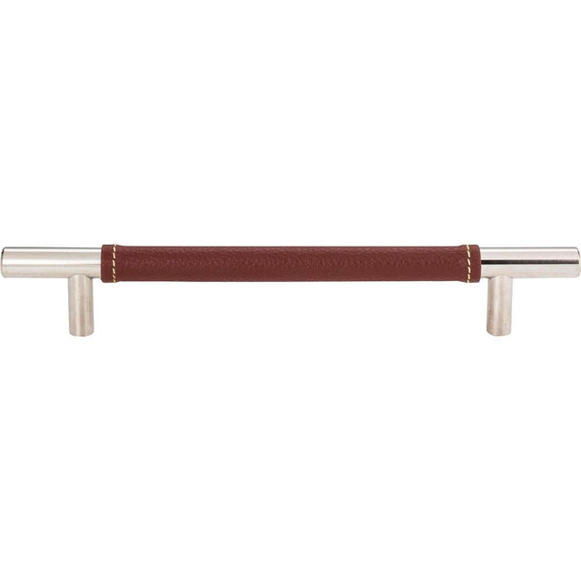Atlas - Zanzibar Brown Leather Pull 6 5/16 Inch (c-c) Polished Chrome - Polished Chrome