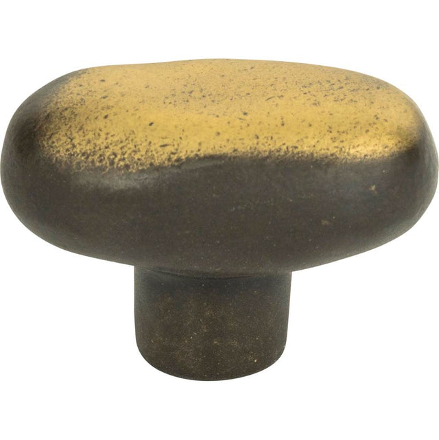 Atlas - Distressed Oval Knob 1 11/16 Inch Antique Bronze - Antique Bronze