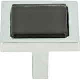 Atlas - Spa Black Square Knob 1 3/8 Inch Polished Chrome - Polished Chrome