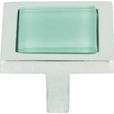Atlas - Spa Green Square Knob 1 3/8 Inch Polished Chrome - Polished Chrome