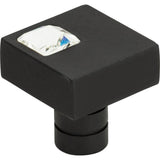 Crystal Off Center Square Knob 1 Inch Matte Black