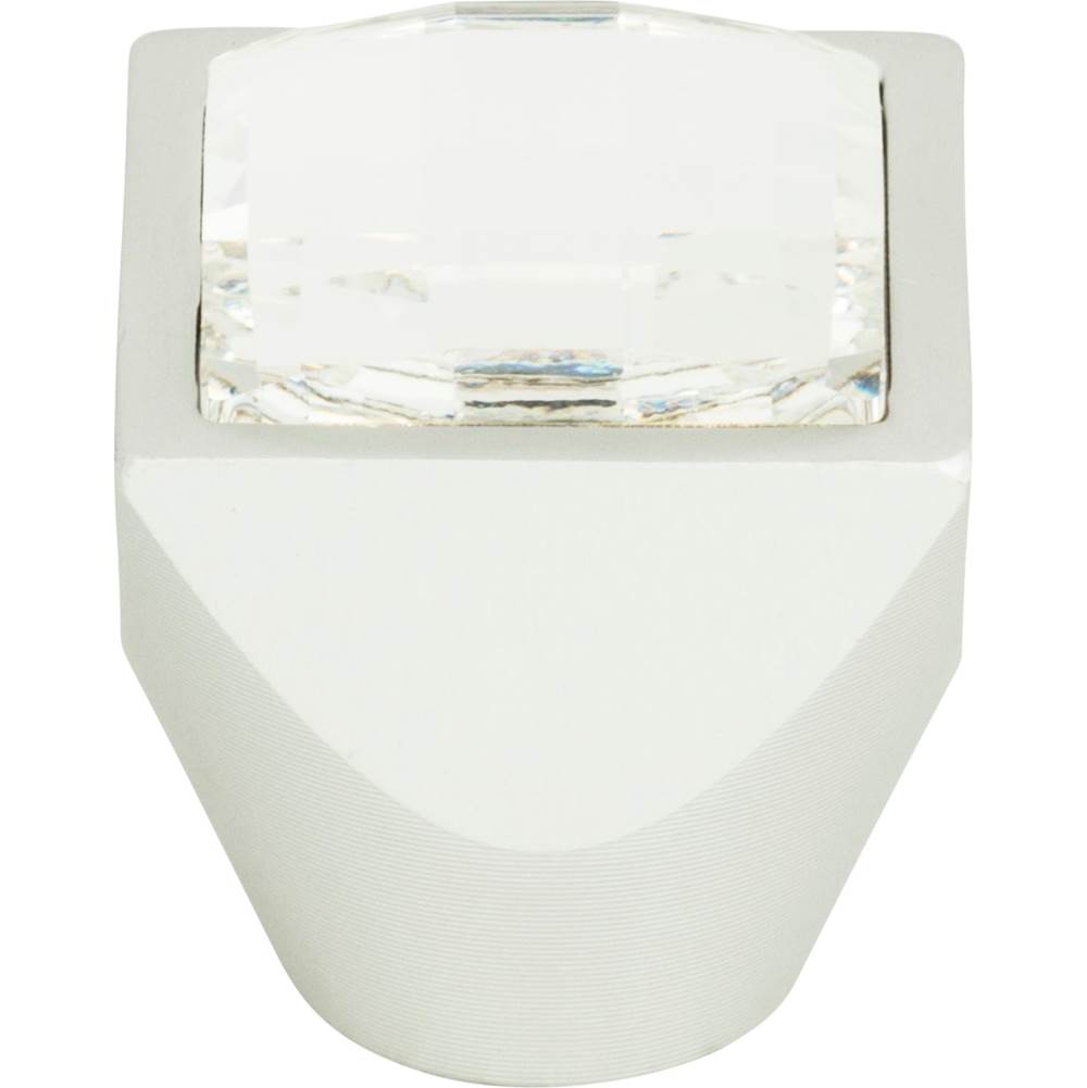 Atlas - Crystal Large Square Knob 1 Inch Matte Chrome - Matte Chrome