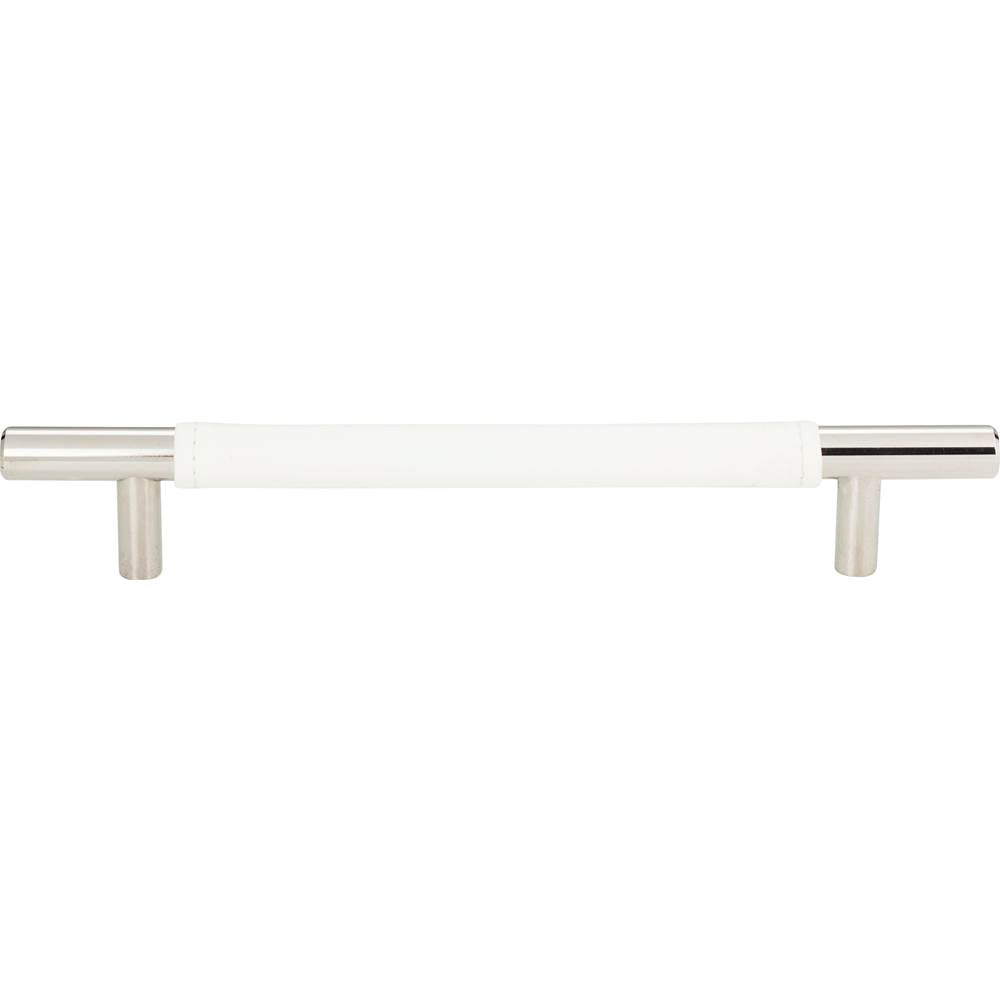 Atlas - Zanzibar White Leather Pull 6 5/16 Inch (c-c) Polished Chrome - Polished Chrome