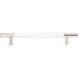 Atlas - Zanzibar White Leather Pull 6 5/16 Inch (c-c) Polished Chrome - Polished Chrome