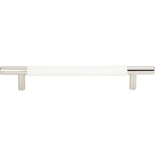 Atlas - Zanzibar White Leather Pull 6 5/16 Inch (c-c) Polished Chrome - Polished Chrome