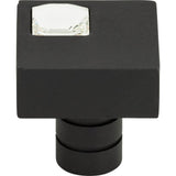 Atlas - Crystal Off Center Square Knob 1 Inch Matte Black - Matte Black