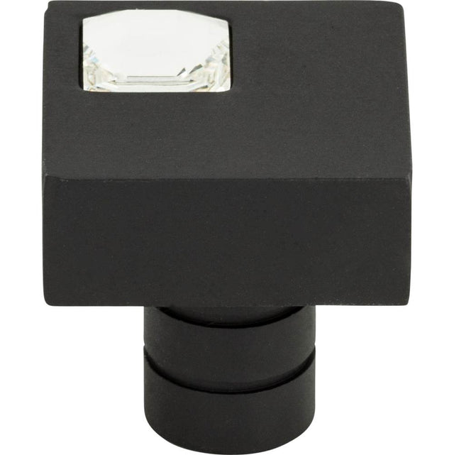 Atlas - Crystal Off Center Square Knob 1 Inch Matte Black - Matte Black