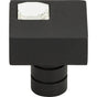 Atlas - Crystal Off Center Square Knob 1 Inch Matte Black - Matte Black