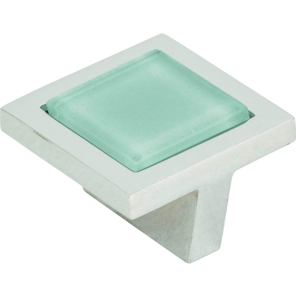 Spa Green Square Knob 1 3/8 Inch Brushed Nickel