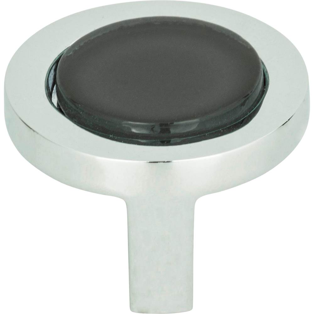 Atlas - Spa Black Round Knob 1 1/4 Inch Polished Chrome - Polished Chrome