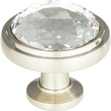 Atlas - Legacy Crystal Round Knob 1 5/16 Inch Brushed Nickel - Brushed Nickel