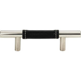 Atlas - Zanzibar Black Leather Pull 3 Inch (c-c) Polished Chrome - Polished Chrome