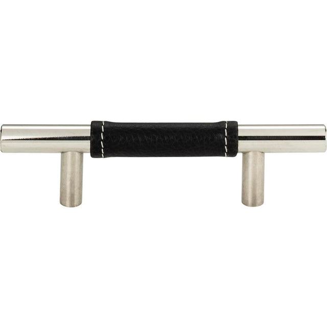 Atlas - Zanzibar Black Leather Pull 3 Inch (c-c) Polished Chrome - Polished Chrome