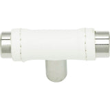 Zanzibar White Leather Knob 1 7/8 Inch Polished Chrome