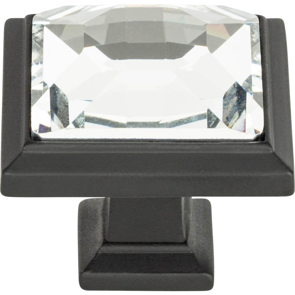 Atlas - Legacy Crystal Square Knob 1 5/16 Inch Matte Black - Matte Black