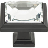 Atlas - Legacy Crystal Square Knob 1 5/16 Inch Matte Black - Matte Black